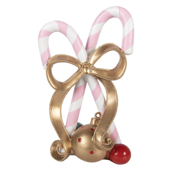 Clayre &amp; Eef | Decoratie Zuurstok Roze Goudkleurig 17x13x30 cm | 6PR6398
