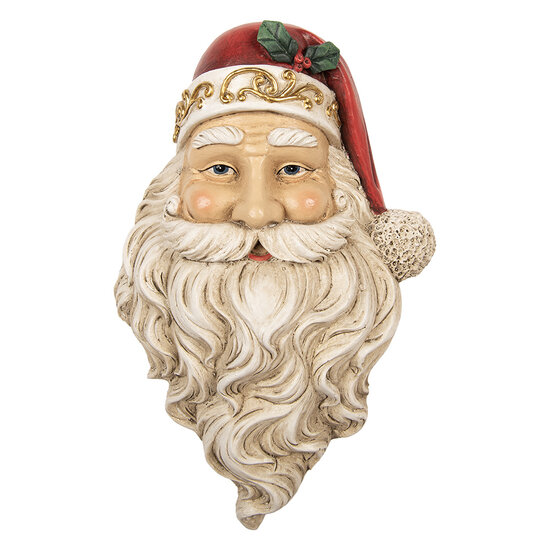 Clayre &amp; Eef | Wanddecoratie Kerstman Beige Rood 22x6x34 cm | 6PR6451