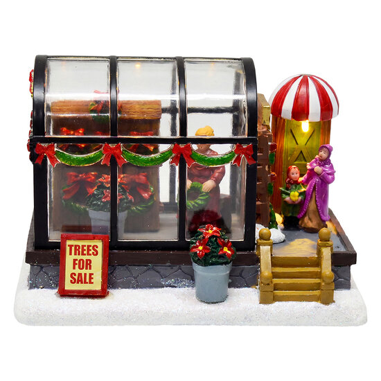 Clayre &amp; Eef | Decoratie Huis met LED Bruin Rood 15x11x11 cm / 3xAAA | 6PR6530
