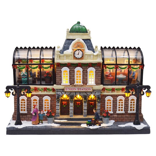 Clayre &amp; Eef | Muziekdoos Wijbar met LED Bruin Groen 33x18x26 cm / 3xAA | 6PR6537
