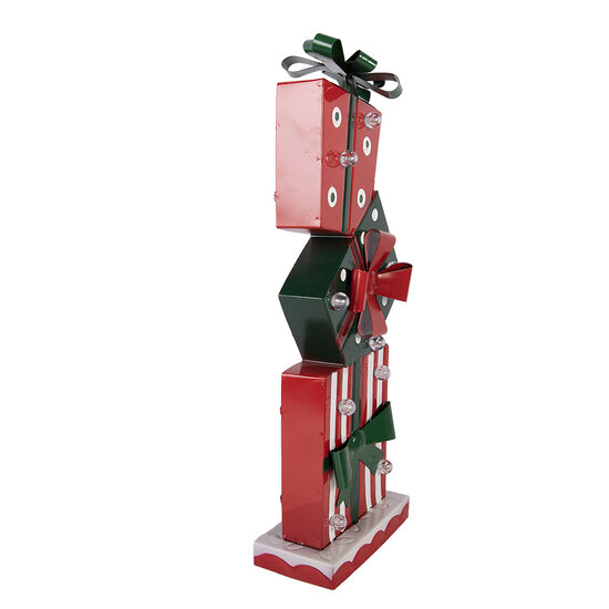 Clayre &amp; Eef | Decoratie van opgestapelde Cadeautjes Rood Groen 17x8x46 cm | 6Y6045