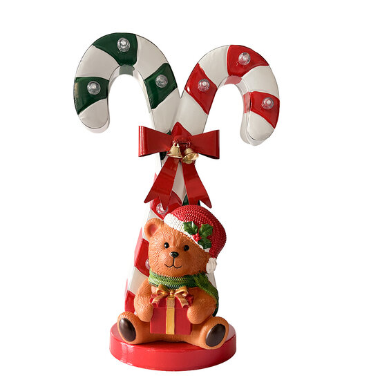 Clayre &amp; Eef | Kerstdecoratie zuurstokken Wit Rood 25x14x37 cm | 6Y6046
