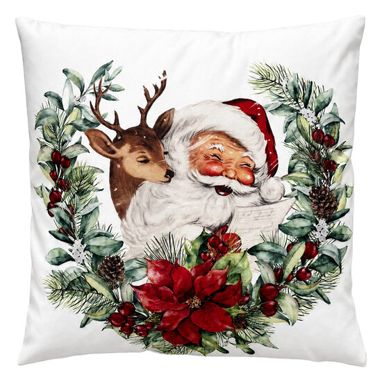 Clayre &amp; Eef | Kussen met vulling Wit Rood 45x45x4 cm | KG023.233