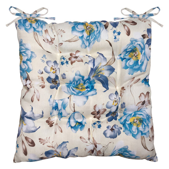 Clayre &amp; Eef | Stoelkussen met foam Beige Blauw 40x40x4 cm | KG029.009