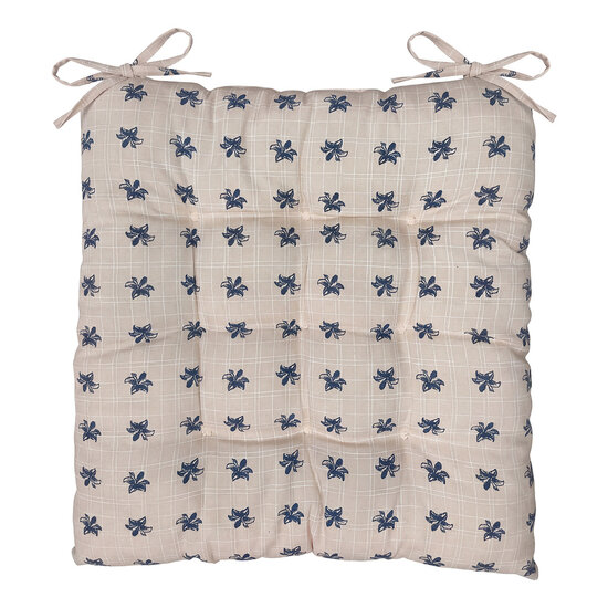 Clayre &amp; Eef | Stoelkussen met foam Beige Blauw 40x40x4 cm | KG029.011