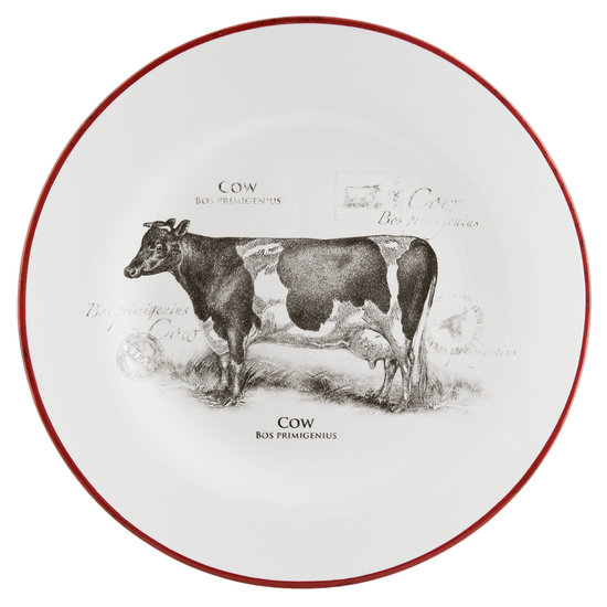 Bord koe &oslash; 20*2 cm Wit/rood | CSADPC | Clayre &amp; Eef