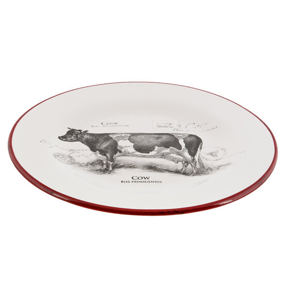 Bord koe &oslash; 20*2 cm Wit/rood | CSADPC | Clayre &amp; Eef 1