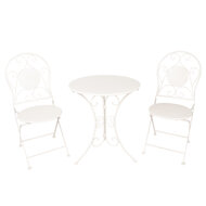 Bistroset tafel + 2 stoelen &oslash; 60*70 / 2x &oslash; 40*40*92 cm Wit | 5Y0633 | Clayre &amp; Eef