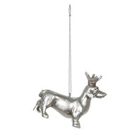Decoratie hond 8*3*6 cm Zilverkleurig | 6PR2926 | Clayre &amp; Eef