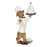 Decoratie hond met taart 11*11*24 cm Meerkleurig | 6PR2904 | Clayre &amp; Eef