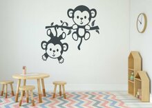 Sticker twee aapjes aan een tak donker grijs 35 x 35 cm | Rosami