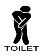 Sticker voor heren toilet man met hoge nood 1 | Rosami