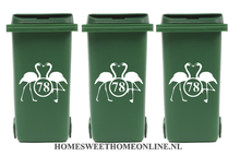 Voordeelset container sticker flamingo met huisnummer | Kliko | Rosami 1