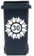 Sticker zonnebloem voor afvalcontainer / kliko met huisnummer | Rosami