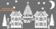 15 delige Raamsticker set herbruikbaar huisjes - kerstboom - lantaarnpaal  - waslijn Kerstman | Rosami Decoratiestickers wit