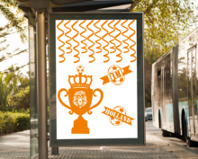 14 delige voetbal EK WK sticker set herbruikbaar serpentine, hup holland beker leeuw | Rosami Decoratiestickers