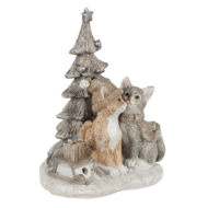 Decoratie katten bij kerstboom 12*10*16 cm LED Grijs | 6PR4632 | Clayre &amp; Eef 1