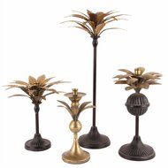 Kandelaar kaarsenhouder palmboom 33 cm x 18 cm zwart goud ijzer | 11344404 | Dutch Style