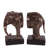 Boekensteun set olifant 23 cm bruin zwart | 11577605| Dutch Style