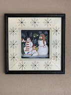 Schilderij / kader sneeuwpoppen sneeuwvlokken beige rand 50 x 50 cm| HAN-90955 | La Galleria