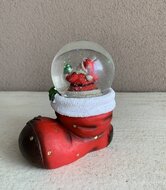 Sneeuwbol rood kerstmanlaars met kerstman 10 x 11 x 7 cm | 10027884-1 | Winter & Kerstdecoratie | G.Wurm