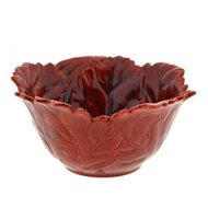 Aardewerk schaal slakom esdoornbladvorm rood bladmotief 24 x 11,5 cm | Keramiek | Home Sweet Home