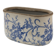 6CE1398M Bloempot Binnen Blauw, Wit 17*9*10 cm 17*9*10 cm Blauw | 6CE1398M | Clayre &amp; Eef 1