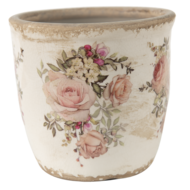 6CE1421L Bloempot Binnen Roze, Beige &oslash; 14*13 cm &oslash; 14*13 cm Roze | 6CE1421L | Clayre &amp; Eef