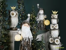 Kerstman santa grijs met bollamp led 29x18x64cm | A215005 | Dekoratief