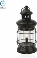 Lantaarn lamp led verlichting batterij antique black roest timer| 65486 | Home Sweet Home | Stoer &amp; Sober Woonstijl