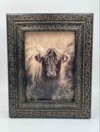 Fotolijst craquel&eacute; zwart bruin Schotse Hooglander maat L | 65468 | Home Sweet Home | Stoer &amp; Sober Landelijke Woonstijl