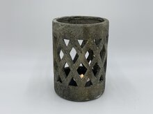 Waxinelichthouder / windlicht stonegrey grijs groen steen wiebertjes maat L 21,5x15 cm| 65539 | Home Sweet Home | Stoer &amp; S