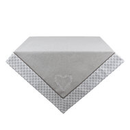 Clayre &amp; Eef | Vierkant Tafelkleed Grijs, Wit 150x150 cm | LYH15