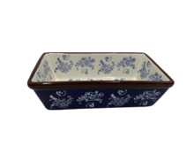 Ovenschaal keramisch Rechthoek Floral Lace Blue 25 x 13 cm cakevorm 1 liter Maat S | FLB-RH25 | Lavandoux
