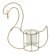 Clayre &amp; Eef | Theelichthouder Zwaan Goudkleurig 33x13x41 cm | 6Y4985