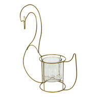 Clayre &amp; Eef | Theelichthouder Zwaan Goudkleurig 33x13x41 cm | 6Y4985