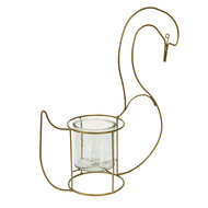 Clayre &amp; Eef | Theelichthouder Zwaan Goudkleurig 33x13x41 cm | 6Y4985