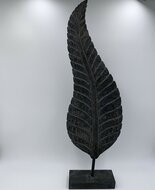 Ornament hout blad veer antiek zwart grijs klein 57 x 16 cm | 65562 | Home Sweet Home | Stoer &amp; Sober Landelijke Woonstijl