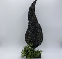 Ornament hout blad veer antiek zwart grijs klein 57 x 16 cm | 65562 | Home Sweet Home | Stoer &amp; Sober Landelijke Woonstijl