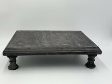Decoratie plateau langwerpig hout op pootjes 40 x 30 cm vintage grijs bruin plantentafel bajot | 65564 | Home Sweet Home | Stoe