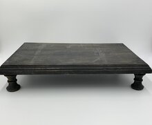 Decoratie plateau langwerpig hout op pootjes 50 x 30 cm vintage grijs bruin plantentafel bajot | 65565 | Home Sweet Home | Stoe