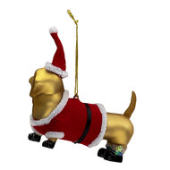 Clayre &amp; Eef | Decoratie Hanger Hond Goudkleurig 11x4x7 cm | 6GL3313