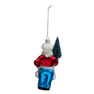 Clayre & Eef | Decoratie Hanger Kerstman Rood, Blauw 9x5x16 cm | 6GL3326