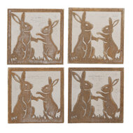 Clayre &amp; Eef | Onderzetters voor Glazen Set van 4 Bruin 10x10 cm | 6H2071