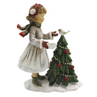 Clayre &amp; Eef | Kerstdecoratie Beeld Kind Wit, Groen 9x5x12 cm | 6PR2786
