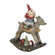 Clayre &amp; Eef | Kerstdecoratie Beeld Kind Bruin, Blauw, Rood 11x4x13 cm | 6PR2960