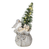 Clayre &amp; Eef | Kerstdecoratie Beeld Vogel Grijs 9x9x15 cm | 6PR3467