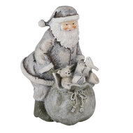 Clayre &amp; Eef | Kerstdecoratie Beeld Kerstman Grijs, Wit 10x7x13 cm | 6PR4729