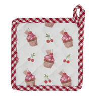 Clayre &amp; Eef | Kind Pannenlap Rood, Roze 16x16 cm | CUP45K