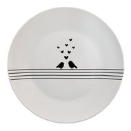 Clayre &amp; Eef | Servies Dinerbord Wit, Zwart &oslash; 26x2 cm | LBSFP